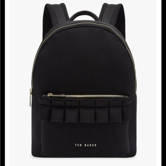 Ted BakerWomens Black Reese Ruffle Detail Zip Backpack main image 8